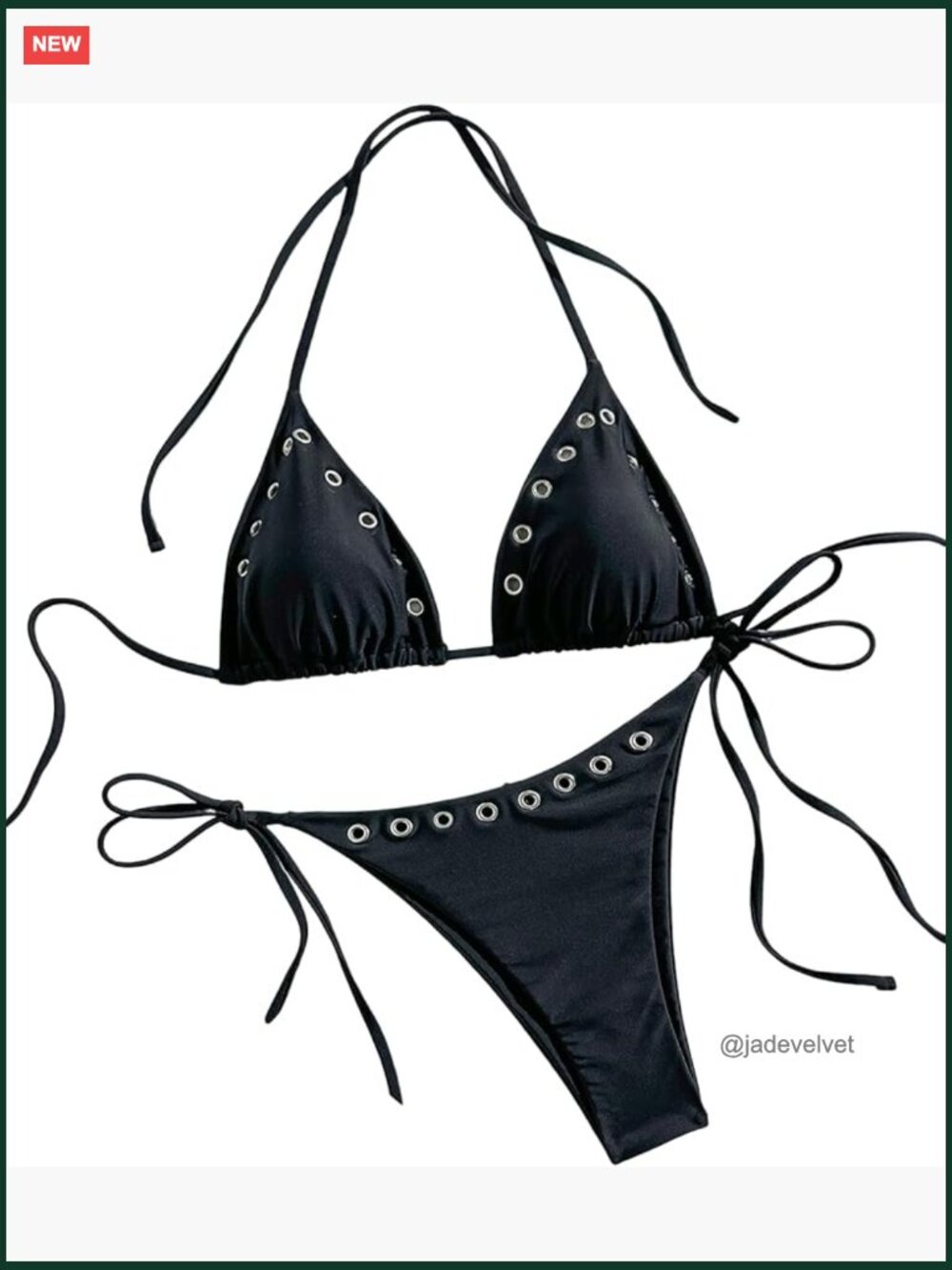 Women's 2 Piece Micro Bikini Set Grommet Eyelet String Thong High Cut Triangle